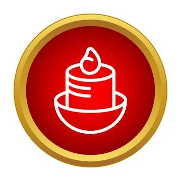 Candle icon placed in a red circle with a golden border 스톡 일러스트