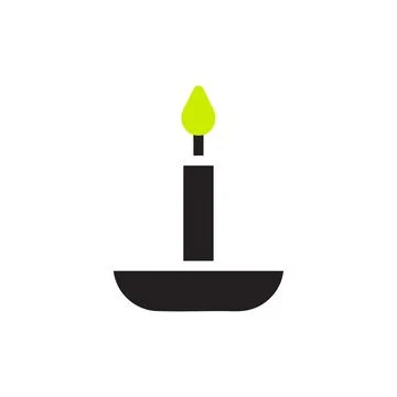 Candle icon solid black green colour ramadan symbol illustration perfect. Stock Illustration