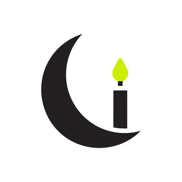 Candle icon solid black green colour ramadan symbol illustration perfect. Stock Illustration