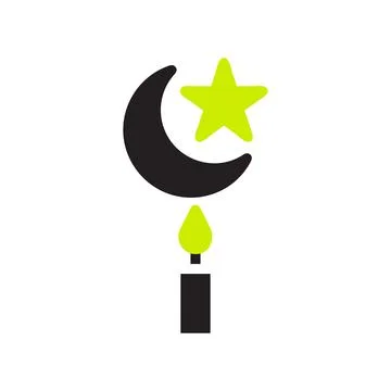 Candle icon solid black green colour ramadan symbol illustration perfect. 스톡 일러스트