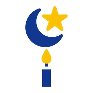 Candle icon solid blue yellow colour ramadan symbol perfect. Stock Illustration