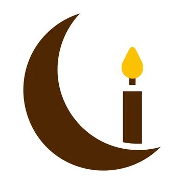 Candle icon solid brown yellow colour ramadan symbol perfect. Illustrazione stock