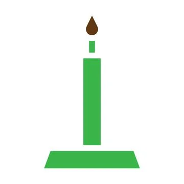 Candle icon solid green brown colour easter symbol illustration. Stock Illustration