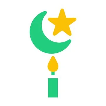 Candle icon solid green yellow style ramadan illustration vector element an.. Illustrazione stock