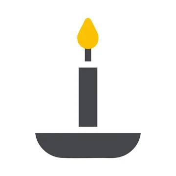 Candle icon solid grey yellow style ramadan illustration vector element and.. Stock Illustration