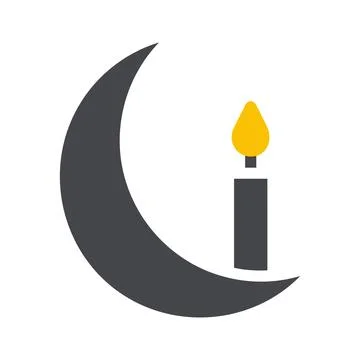 Candle icon solid grey yellow style ramadan illustration vector element and.. 스톡 일러스트