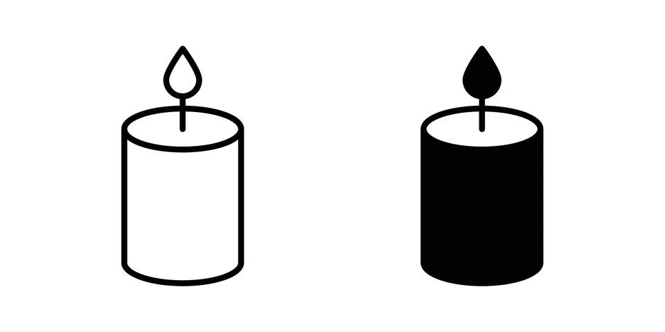 Candle icon solid, line, and editable vector set. Stock Illustration