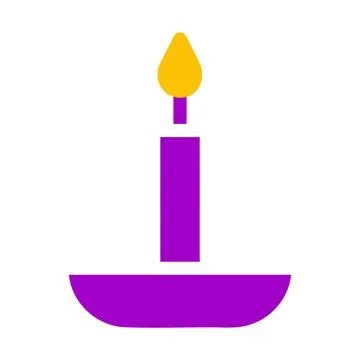 Candle icon solid purple yellow style ramadan illustration vector element a.. Stock Illustration