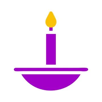 Candle icon solid purple yellow style ramadan illustration vector element a.. Stock Illustration