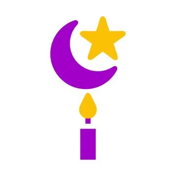 Candle icon solid purple yellow style ramadan illustration vector element a.. Illustrazione stock