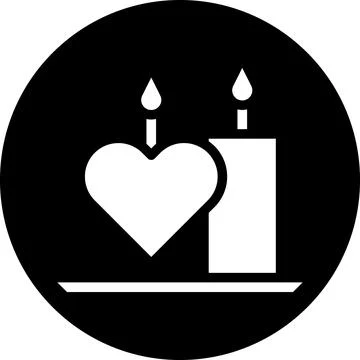 Candle icon solid white style valentine illustration vector element and sym.. Illustrazione stock