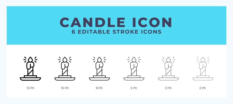 Candle icon in thin line. Bold line. Regular line. Editable stroke. Stock Illustration