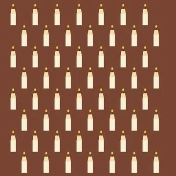 Candle icons arranged grid pattern golden wicks brown background Stock Illustration
