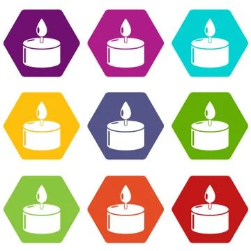 Candle icons set 9 vector Stockillustratie