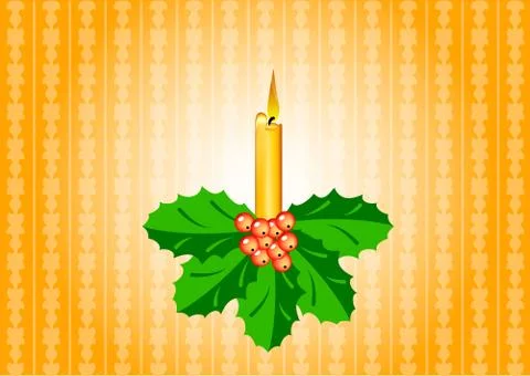 Candle with ilex Stock Illustration