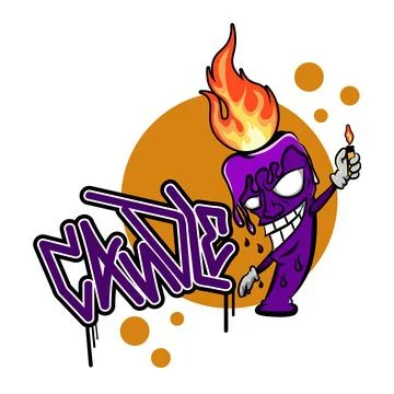 Candle illustration vector with angry face design art Stock Illustration