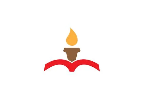 Candle inside the book for logo design Stock Illustration