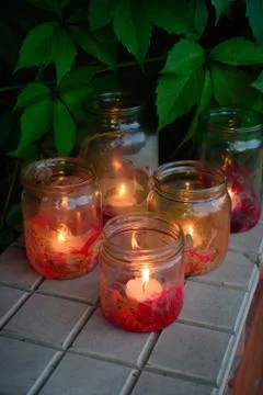Candle in a Jar Stock Photos