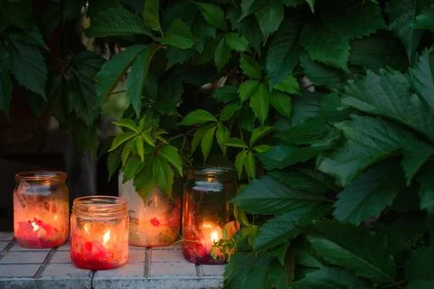 Candle in a Jar Stock Photos
