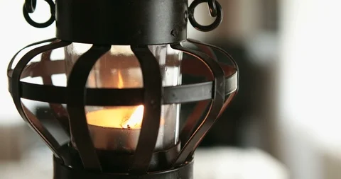 Candle lamp swinging in the wind Stock Footage 108677406