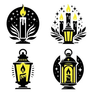 A candle lantern with light rays vector illustration. Illustrazione stock