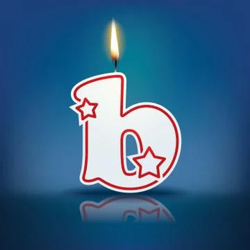 Candle letter b with flame Stock Illustration