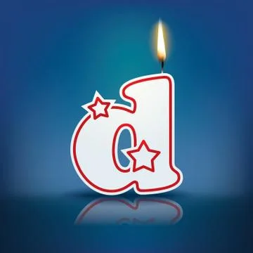 Candle letter d with flame Stock Illustration