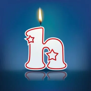 Candle letter h with flame Stock Illustration