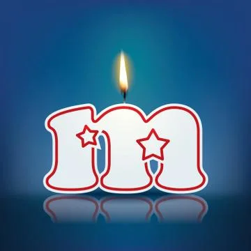 Candle letter m with flame Stock Illustration