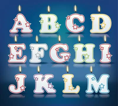 Candle letters from a to m Stock Illustration