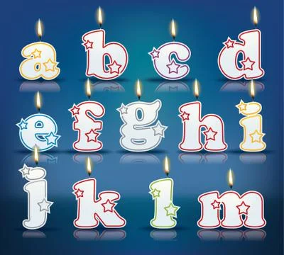 Candle letters from a to m Stock Illustration