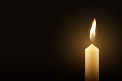 Candle Light, 3d Vector Illustration. Realistic Burning Flame on Dark Backgro Stock Illustration