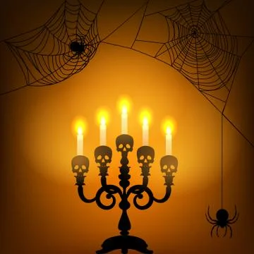 Candle light and spider webs Stock Illustration