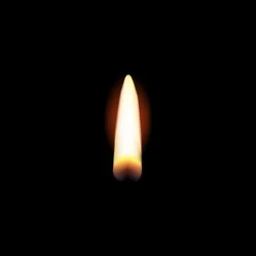 Candle light on black background. Vector illustration. Realistic candle flame 스톡 일러스트