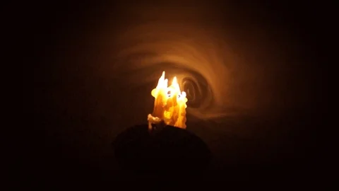 Candle light in clouds of smoke Stock Footage 95612237