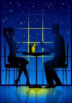 Candle Light Dinner Stock Illustration
