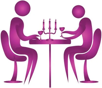 Candle light dinner Illustrazione stock