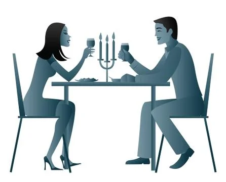 Candle light dinner Stock Illustration
