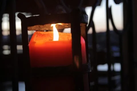 Candle light at dusk Stock Photos
