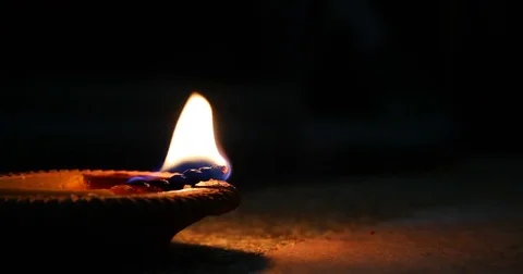 Candle light fire flame on black background Stock Footage 81964881