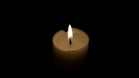 Candle Light flame close up With black background Stock Footage 104021484