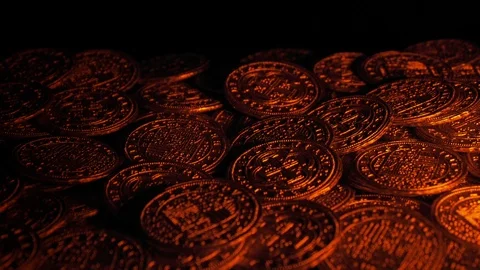 Candle Light On Gold Coins Pirate Treasure Stock Footage
