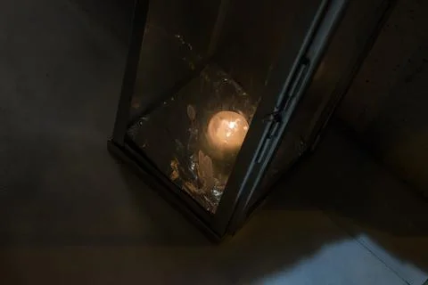 Candle Light Inside a Lamp Stock Photos