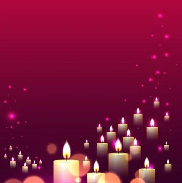 Candle light line fall on pink background Stock Illustration