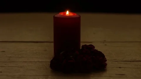 Candle light with rose Stock Footage 84160022