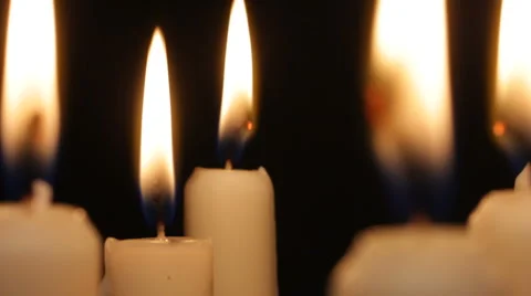 Candle light. Tracking round burning candles. Stock Footage