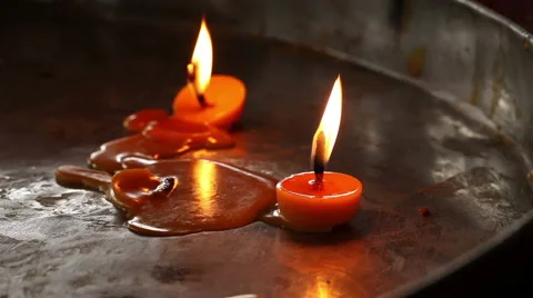 Candle light in a tray Stock Footage 40776705