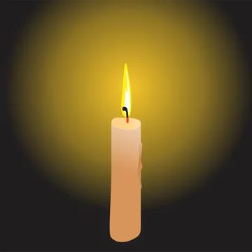 Candle light vector drawing wax melting burning flame concept black dark night Stock Illustration