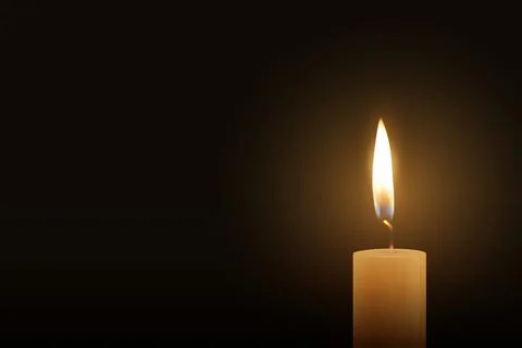 Candle Light, Vector Illustration with 3d Realistic Burning Flame on Dark Illustrazione stock