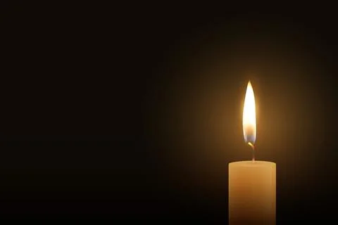 Candle Light, Vector Illustration with 3d Realistic Burning Flame on Dark Illustrazione stock